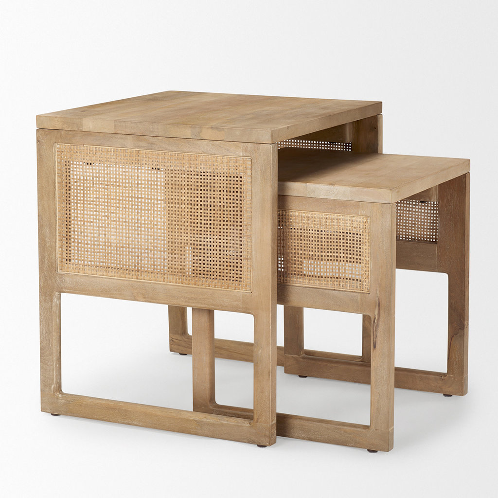 VILLA NESTING TABLES SET-2 CANE NATURAL