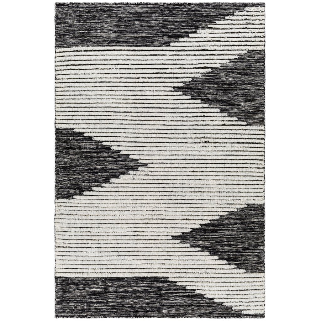 APACHE WOOL RUG 9' X 12' BLACK AND WHITE