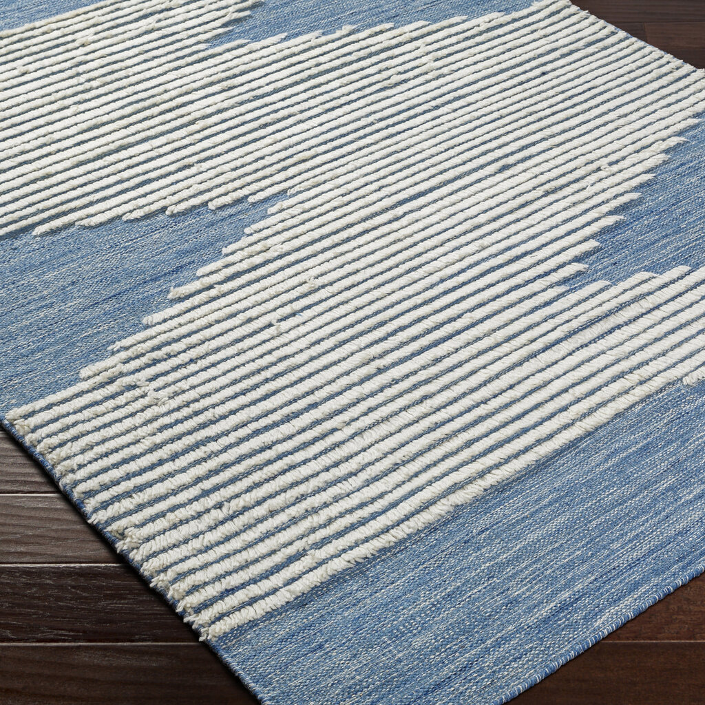APACHE WOOL RUG 5' X 7'6" BLUE AND WHITE