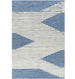 APACHE WOOL RUG 9' X 12' BLUE AND WHITE