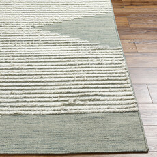 APACHE WOOL RUG 5' X 7'6" GREEN AND WHITE