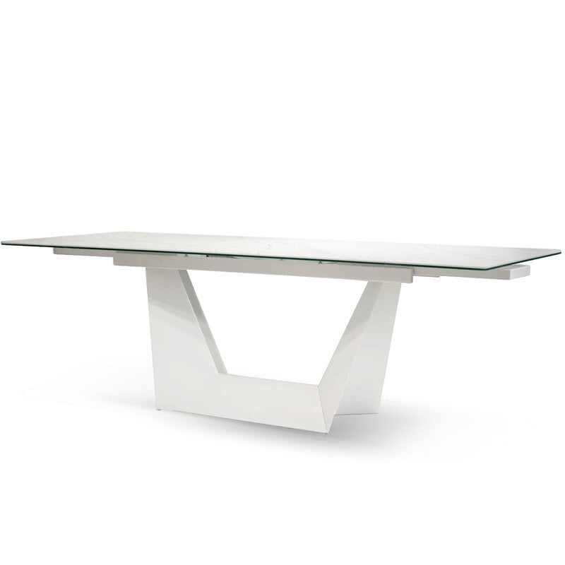 PHOENIX CERAMIC EXTENSION DINING TABLE WHITE 62" TO 94