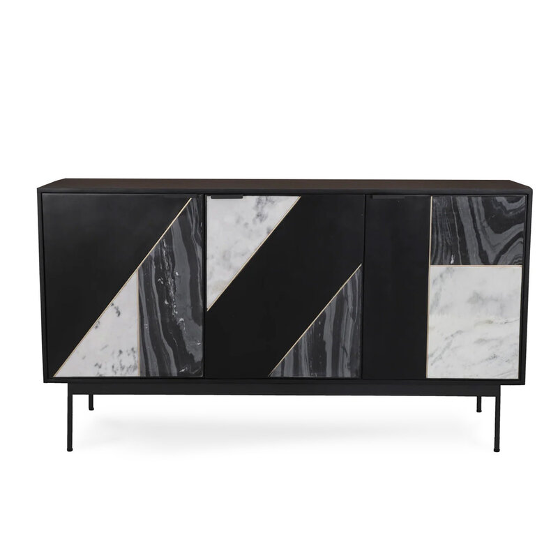 HELIOS SIDEBOARD BLACK WITH MARBLE