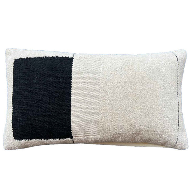 HALFWAY PILLOW 25"X15" BLACK AND WHITE