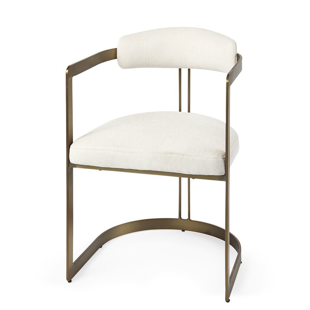 VANCE DINING CHAIR WHITE AND BURNISHED GOLD