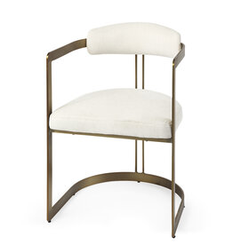 VANCE DINING CHAIR WHITE AND BURNISHED GOLD