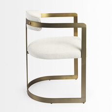 ARBUTUS DINING CHAIR WHITE AND BURNISHED GOLD