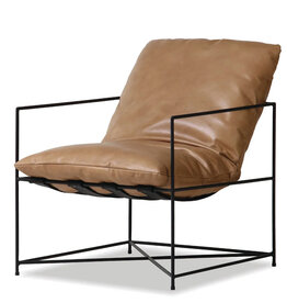 BELGIUM SLING CHAIR LEATHER BROWN