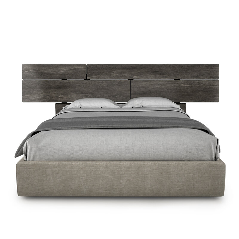 PLANK BED w/ EXTENDED WOOD HEADBOARD By HUPPE Storage optional
