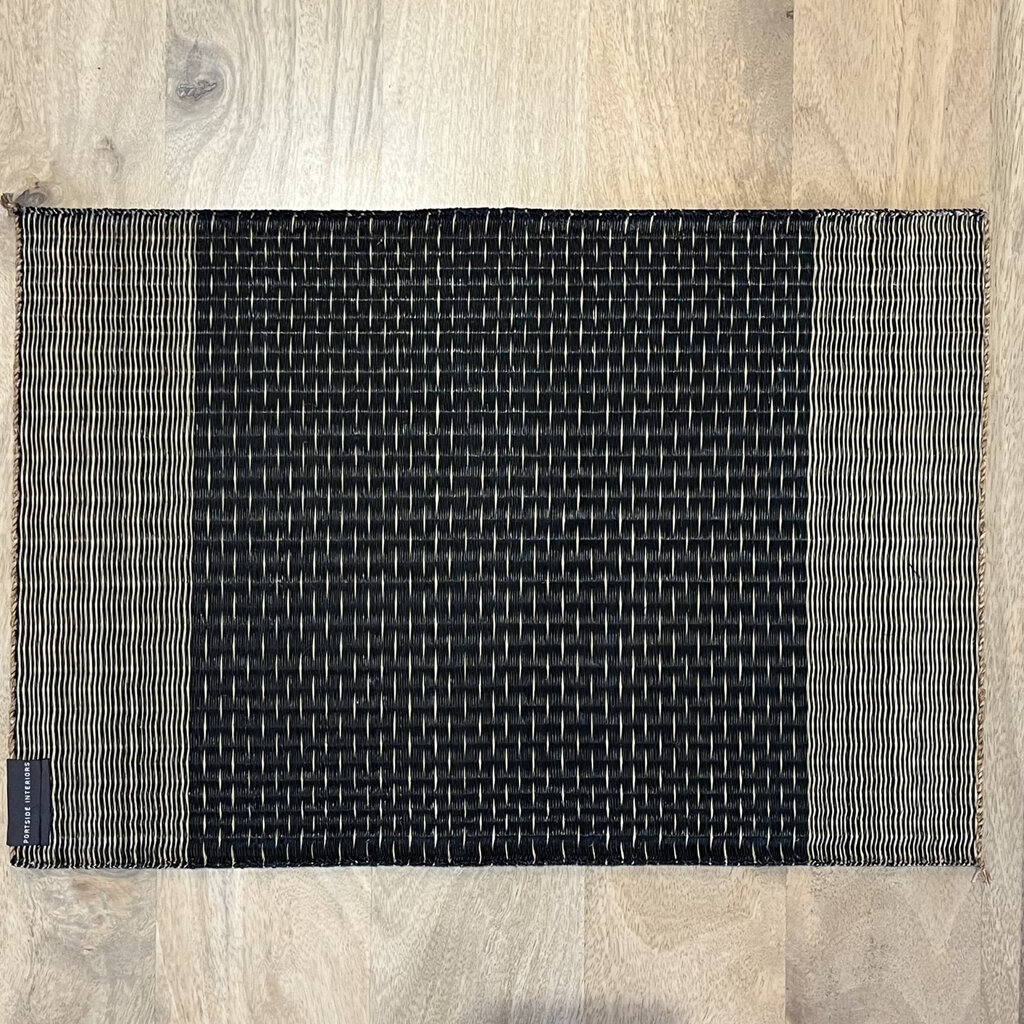 PORTSIDE PLACEMAT BLACK AND NATURAL 17"X12"