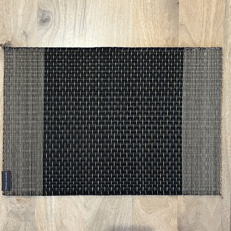 PORTSIDE PLACEMAT BLACK AND NATURAL 17"X12"