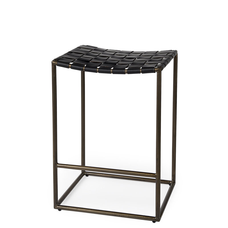 LEVI COUNTER STOOL LEATHER BLACK