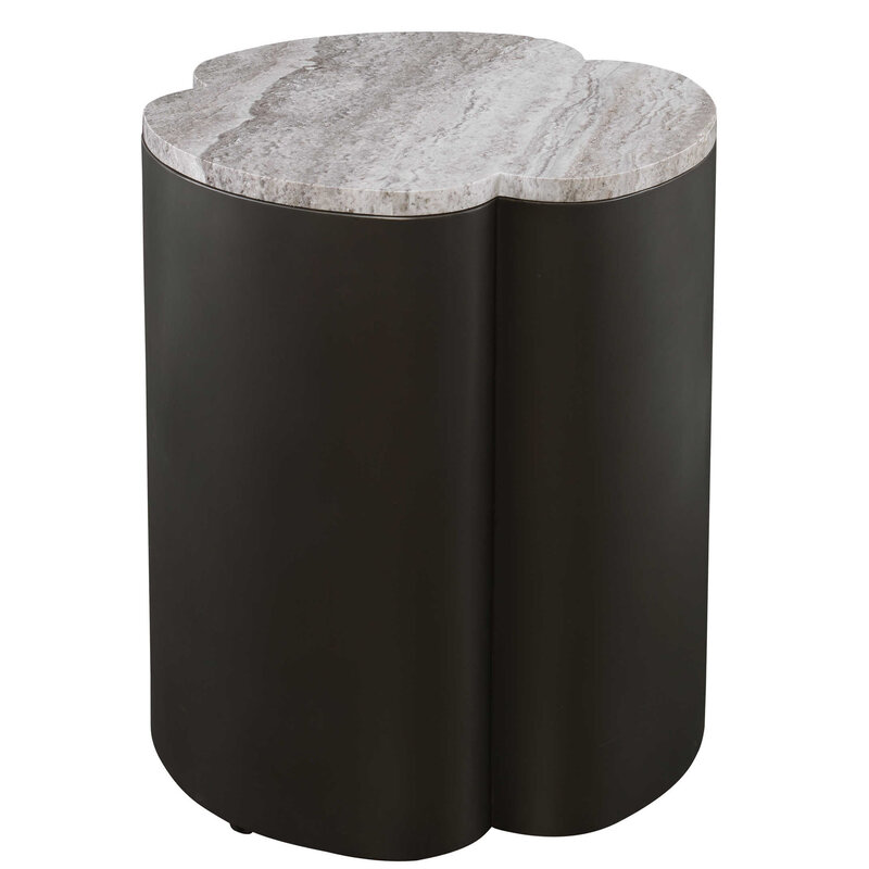 CLOVER SIDE TABLE BLACK w/ STONE TOP