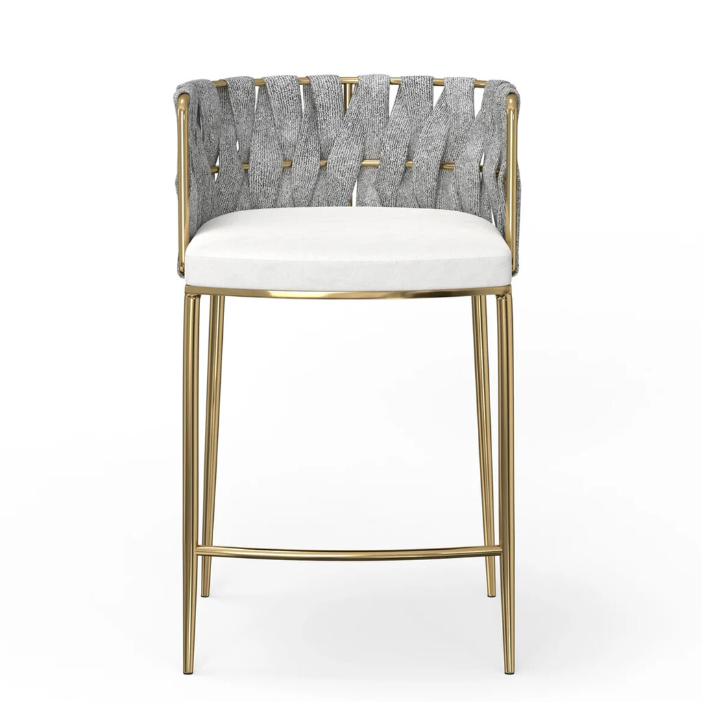 WHITE LOTUS COUNTER STOOL WHITE GREY GOLD