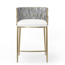 WHITE LOTUS COUNTER STOOL WHITE GREY GOLD