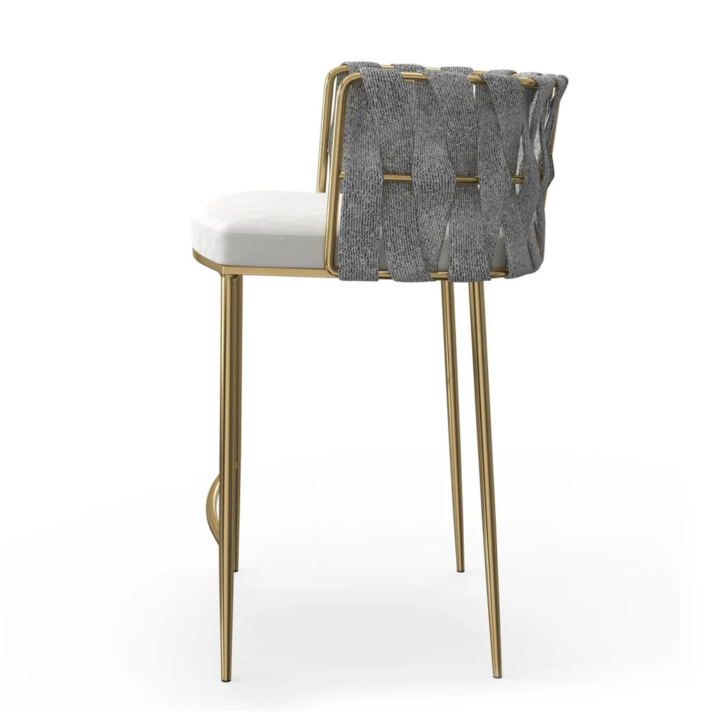 WHITE LOTUS COUNTER STOOL WHITE GREY GOLD