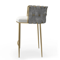 WHITE LOTUS COUNTER STOOL WHITE GREY GOLD