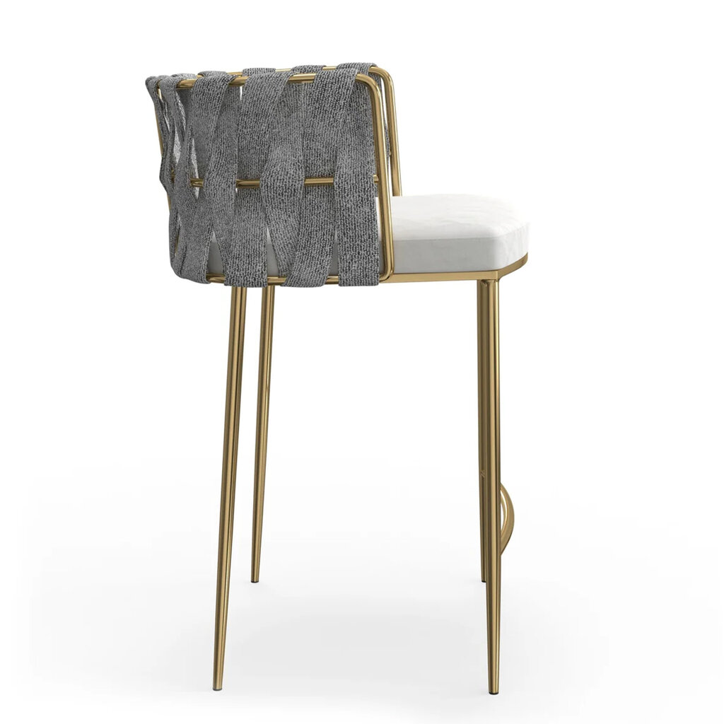 WHITE LOTUS COUNTER STOOL WHITE GREY GOLD