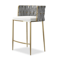 WHITE LOTUS COUNTER STOOL WHITE GREY GOLD