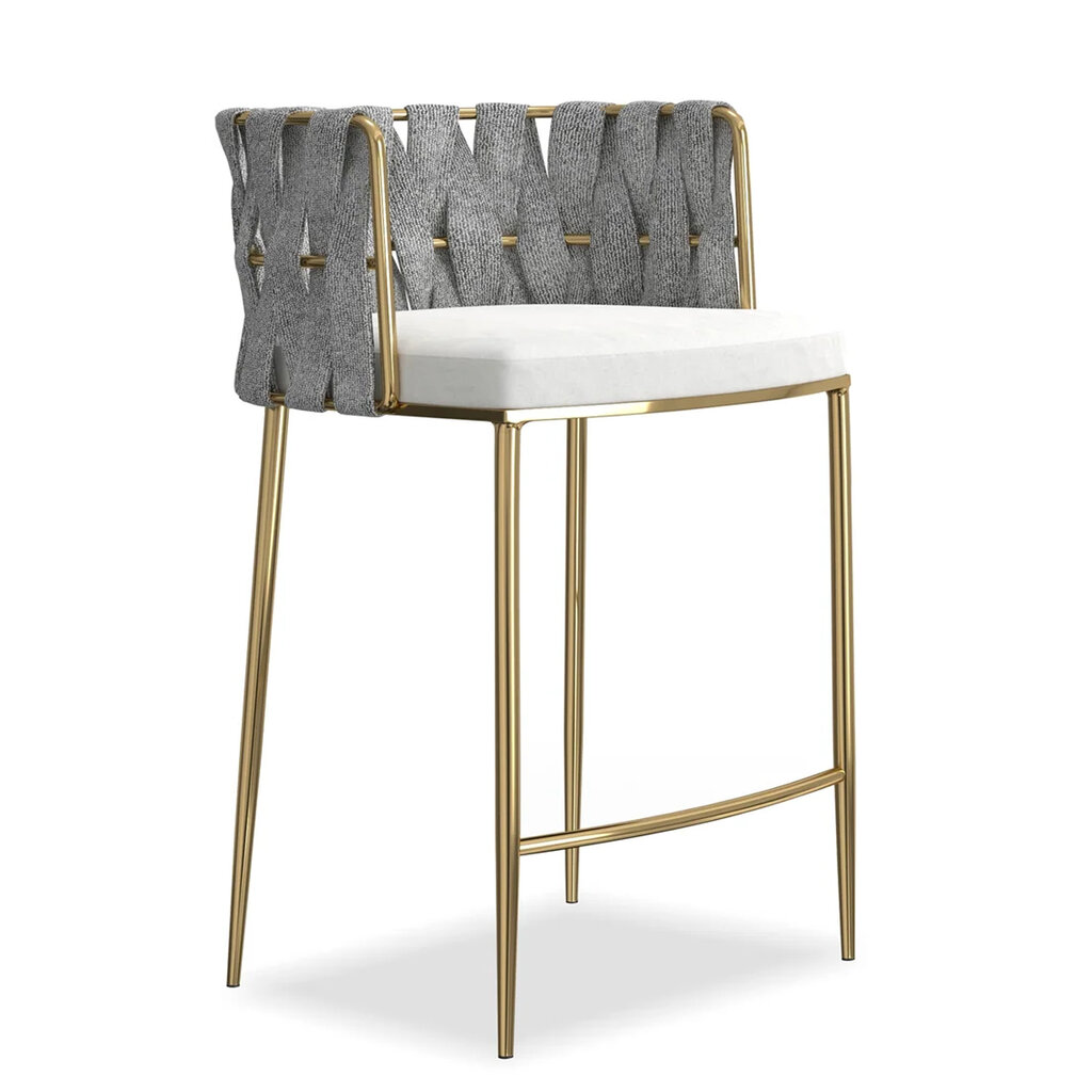 WHITE LOTUS COUNTER STOOL WHITE GREY GOLD