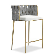WHITE LOTUS COUNTER STOOL WHITE GREY GOLD