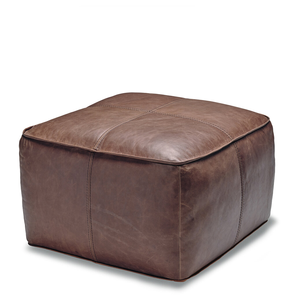 BILLINGS OTTOMAN LEATHER TABAC BROWN