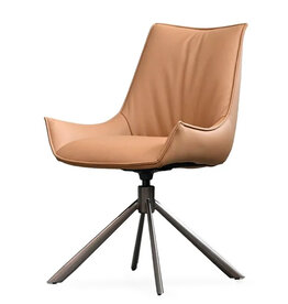 VESSEL DINING CHAIR SWIVEL LEATHER CARAMEL