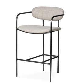 ISADORA COUNTER STOOL TAUPE AND BURNISHED METAL