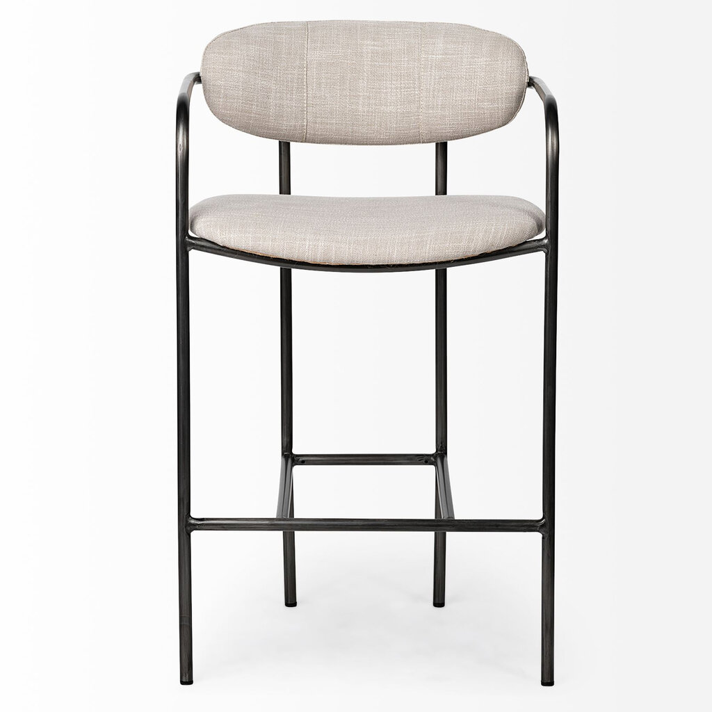 ISADORA COUNTER STOOL TAUPE AND BURNISHED METAL