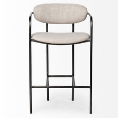 ISADORA COUNTER STOOL TAUPE AND BURNISHED METAL