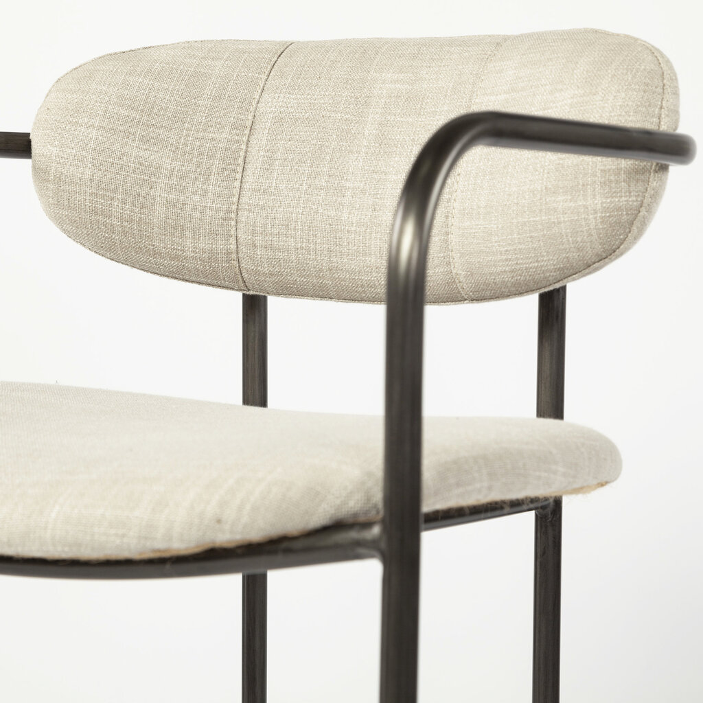 ISADORA COUNTER STOOL TAUPE AND BURNISHED METAL