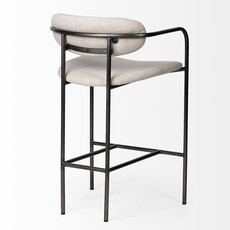ISADORA COUNTER STOOL TAUPE AND BURNISHED METAL