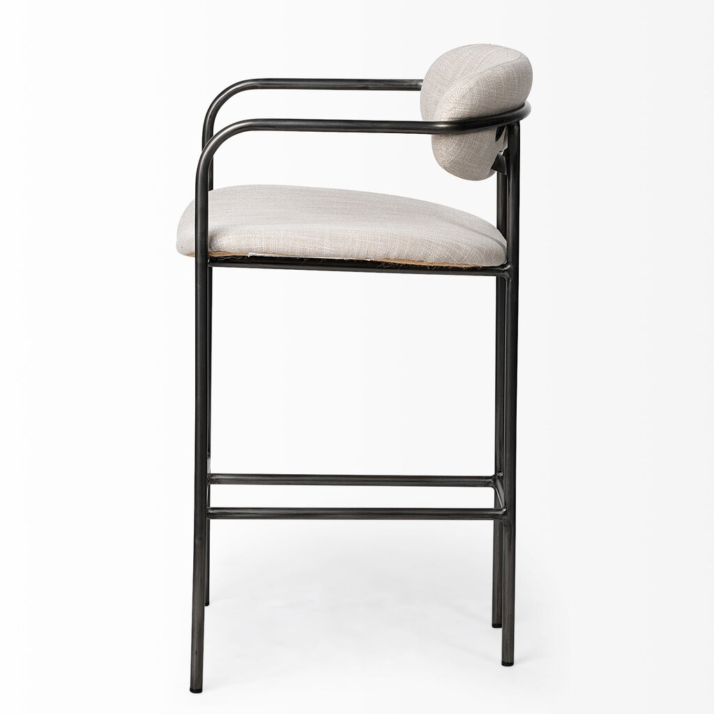 ISADORA COUNTER STOOL TAUPE AND BURNISHED METAL