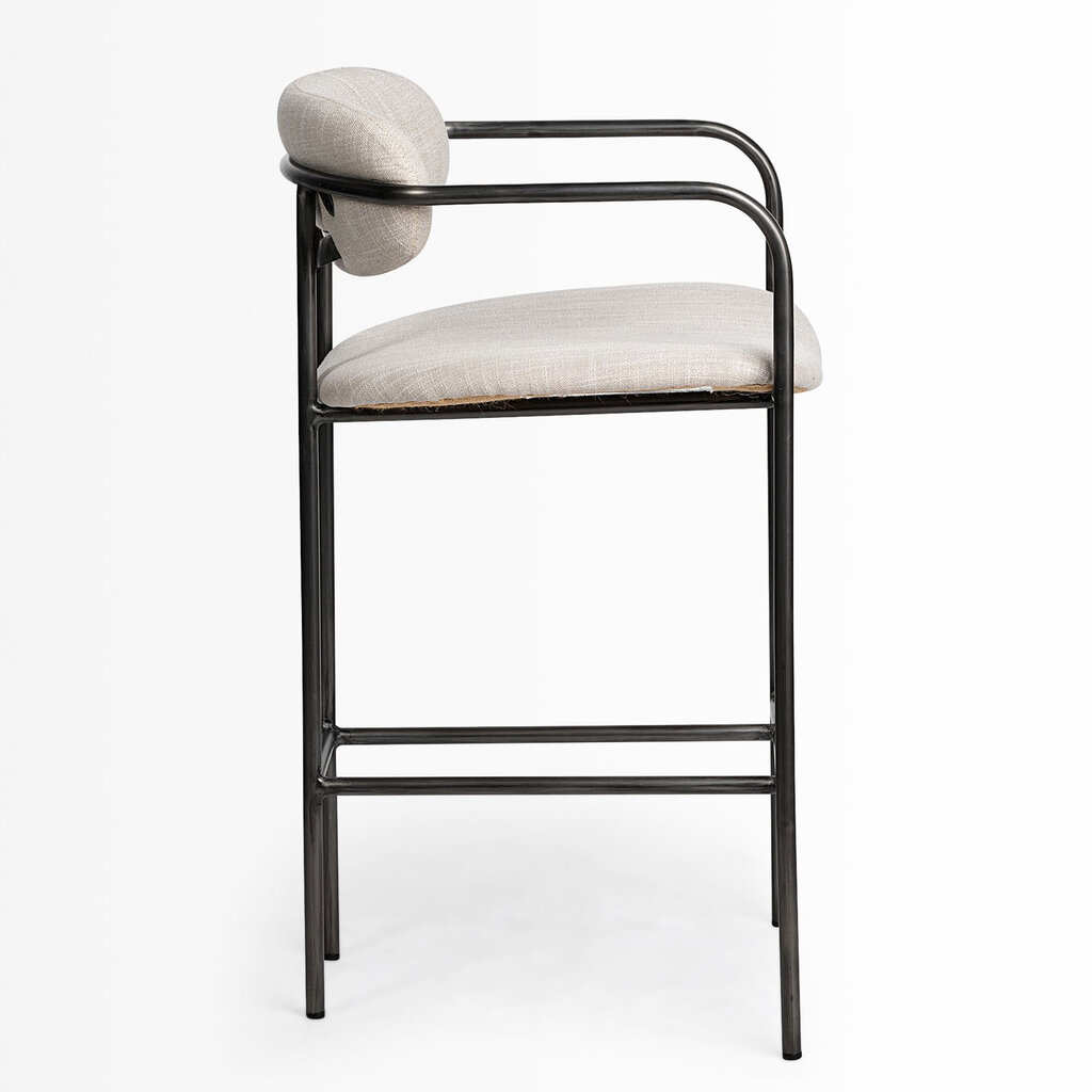 ISADORA COUNTER STOOL TAUPE AND BURNISHED METAL