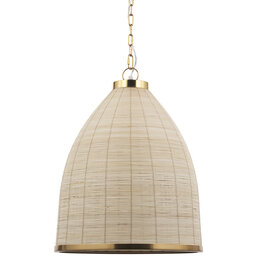 WHITBY PENDANT BRASS AND WICKER