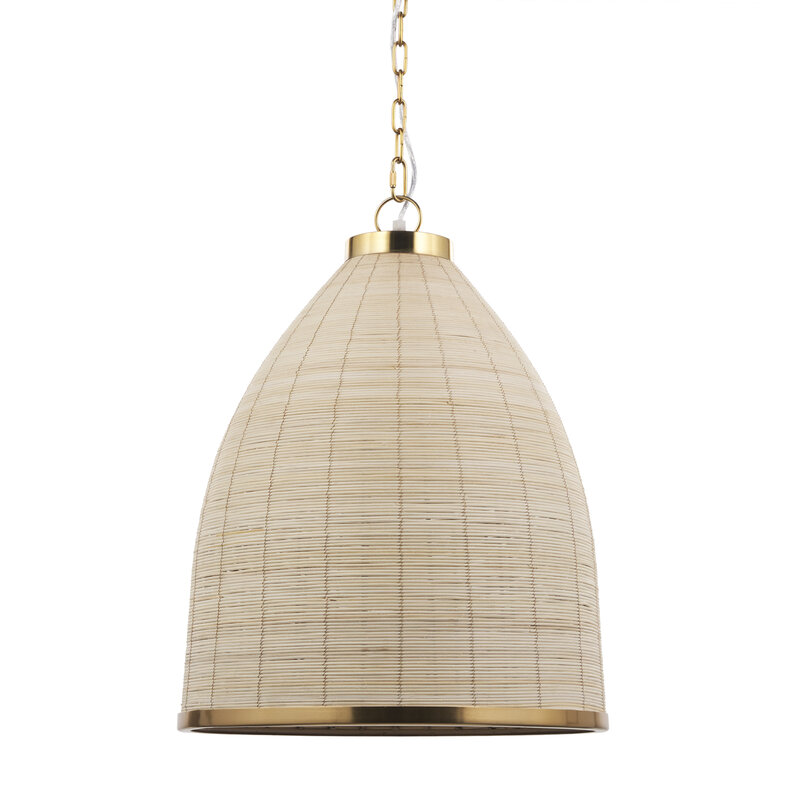 WHITBY PENDANT BRASS AND WICKER