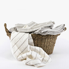 FORTE ITALIAN LINEN BATH TOWEL NATURAL DBL STRIPED IVORY