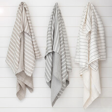 FORTE ITALIAN LINEN BATH TOWEL NATURAL DBL STRIPED IVORY