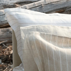 LINEA STRIPED ITALIAN LINEN Latte/Pannacotta By St.Geneve
