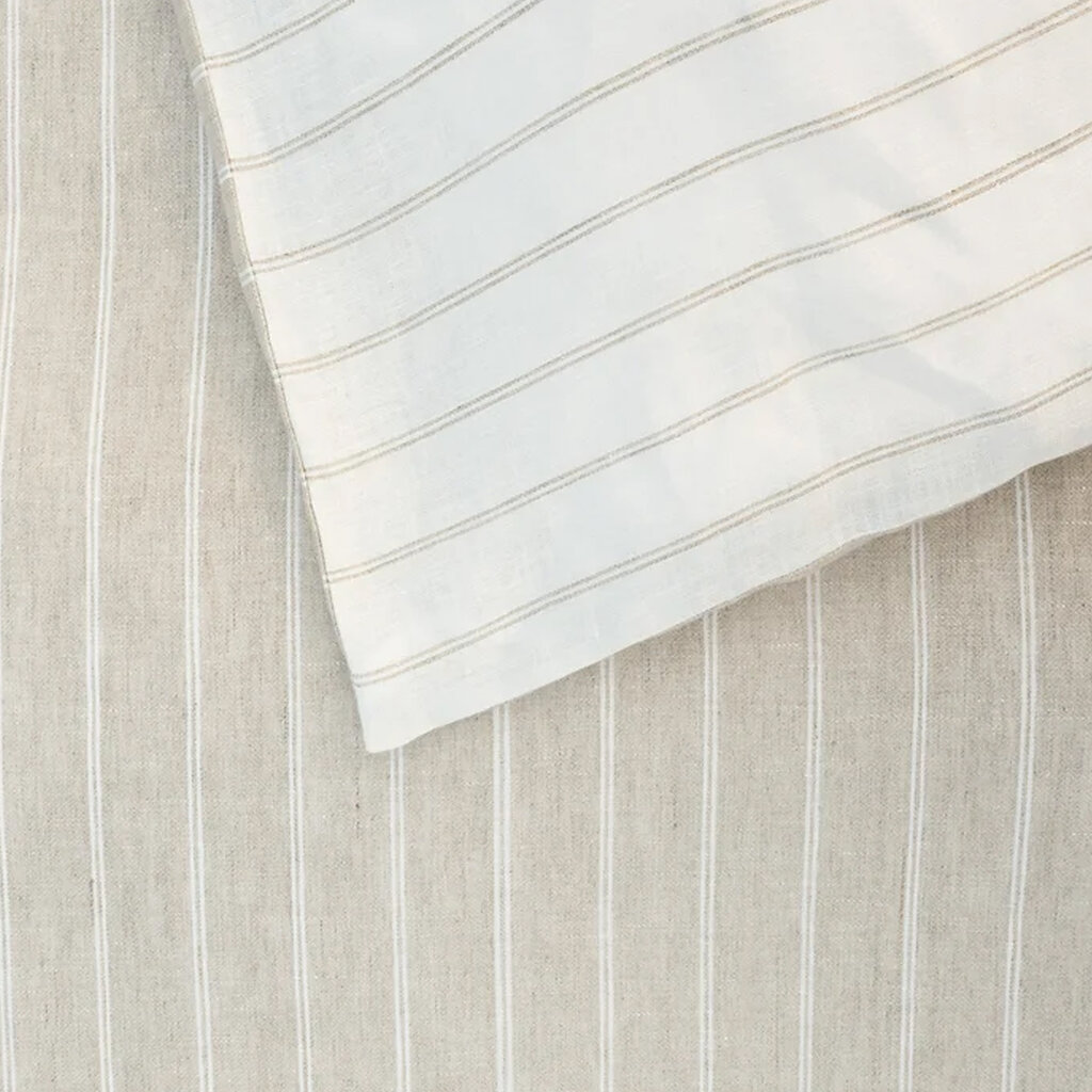 LINEA STRIPED ITALIAN LINEN Latte/Pannacotta By St.Geneve