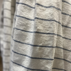 FORTE ITALIAN LINEN BATH TOWEL IVORY STRIPED ICE BLUE
