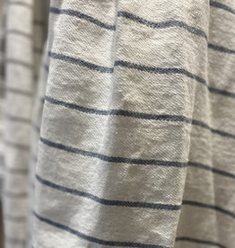 FORTE ITALIAN LINEN BATH TOWEL IVORY STRIPED ICE BLUE
