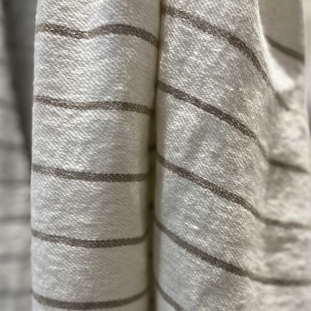 FORTE ITALIAN LINEN BATH TOWEL IVORY STRIPED NATURAL