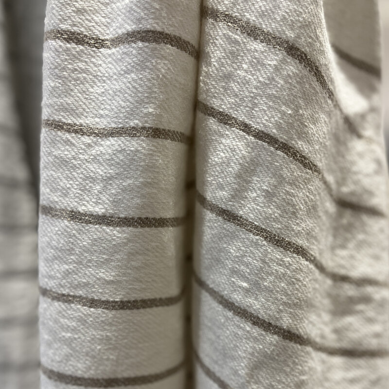 FORTE ITALIAN LINEN BATH TOWEL IVORY STRIPED NATURAL