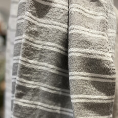 FORTE ITALIAN LINEN BATH TOWEL GREY DBL STRIPED IVORY