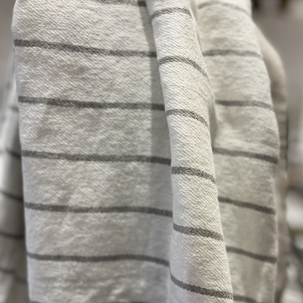 FORTE ITALIAN LINEN BATH TOWEL IVORY STRIPED GREY