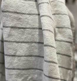 FORTE ITALIAN LINEN BATH TOWEL IVORY STRIPED GREY