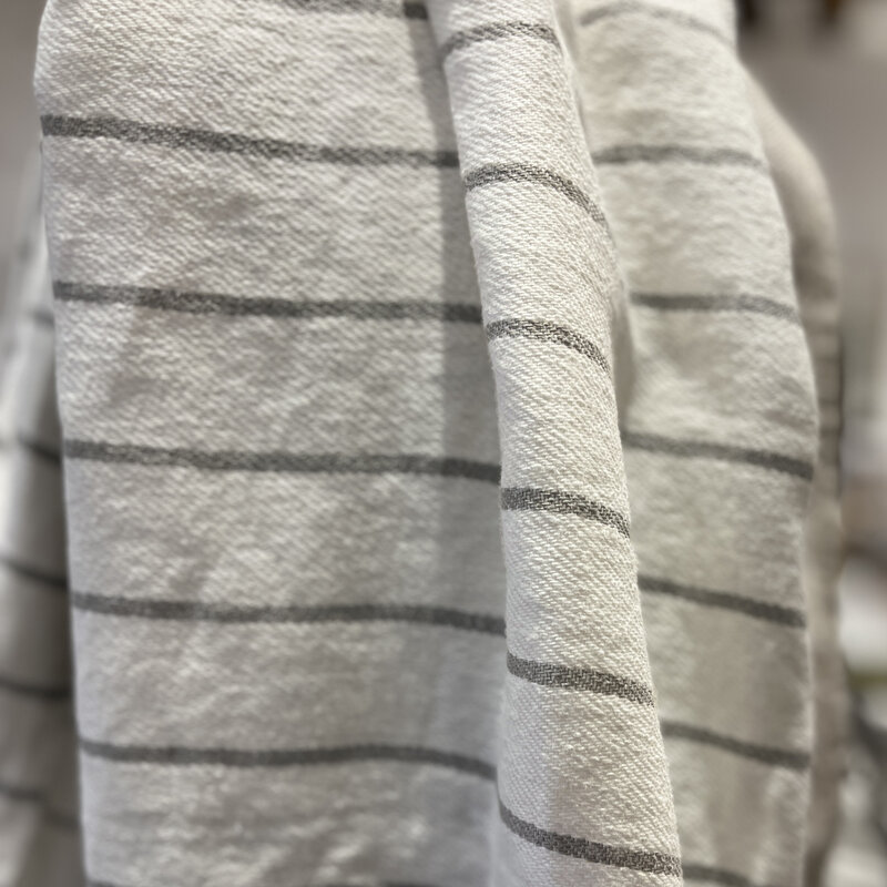 FORTE ITALIAN LINEN BATH TOWEL IVORY STRIPED GREY