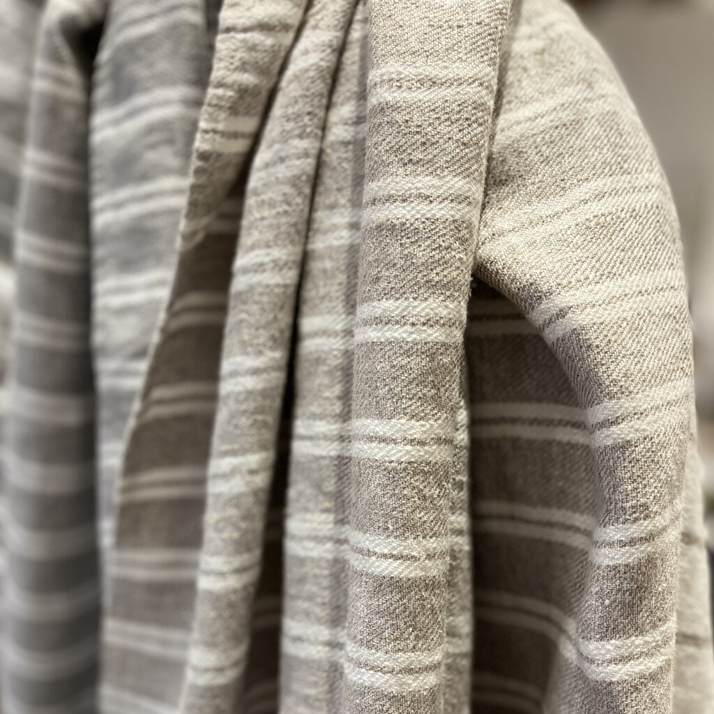 FORTE ITALIAN LINEN BATH TOWEL NATURAL DBL STRIPED IVORY