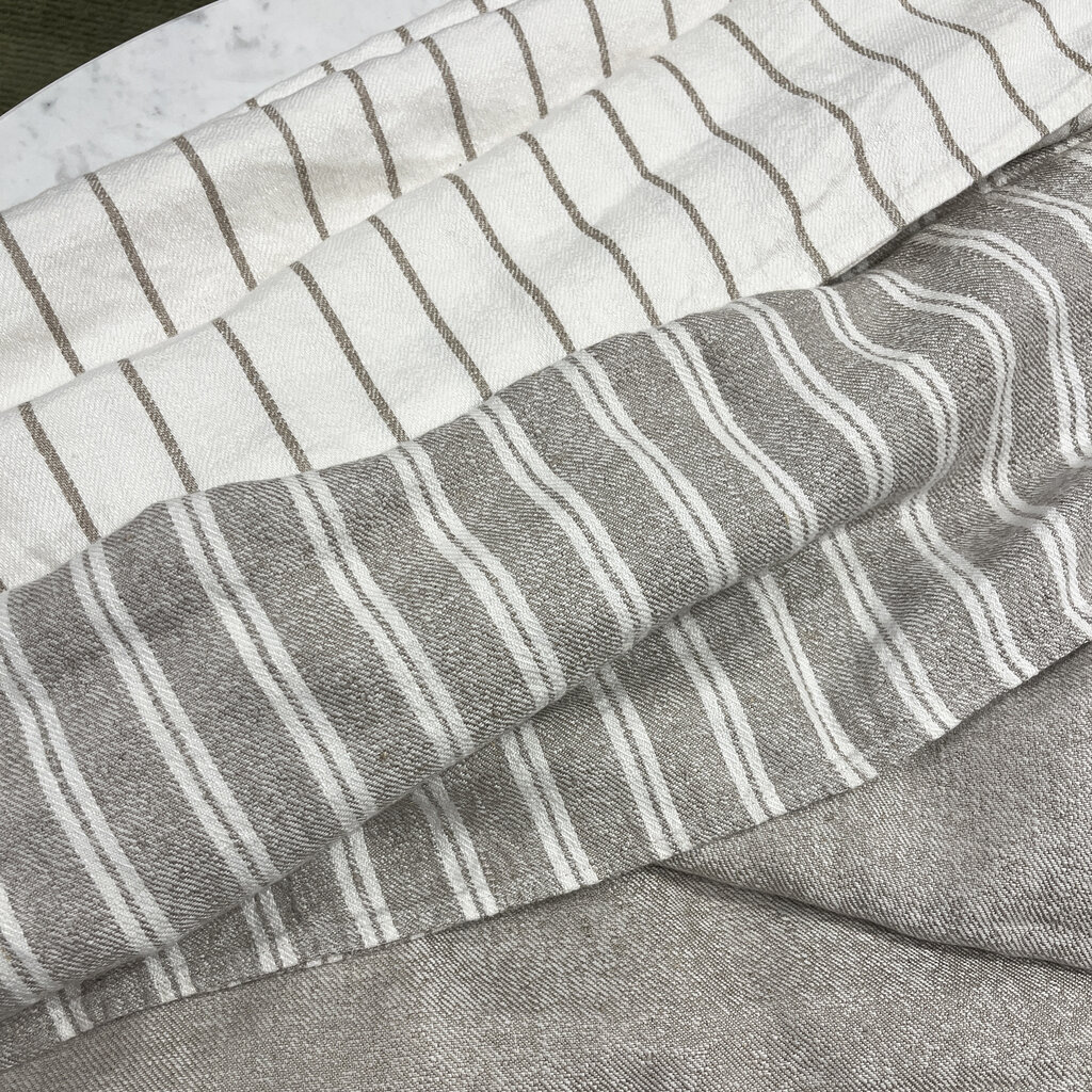 FORTE ITALIAN LINEN BATH TOWEL NATURAL DBL STRIPED IVORY